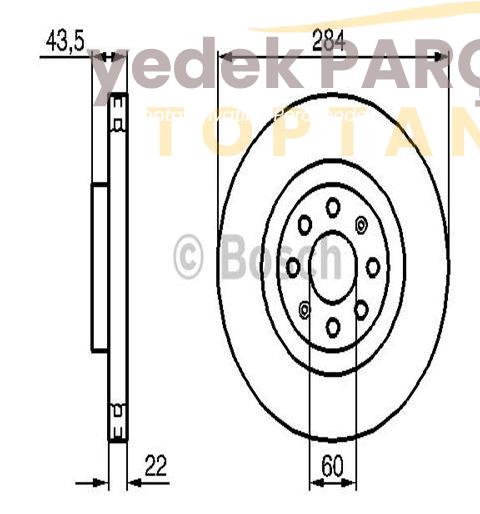 BOSCH FREN DISK AYNASI ON HAVALI 284MM GRANDE PUNTO CORSAD (BUYUK TIP)0986479224