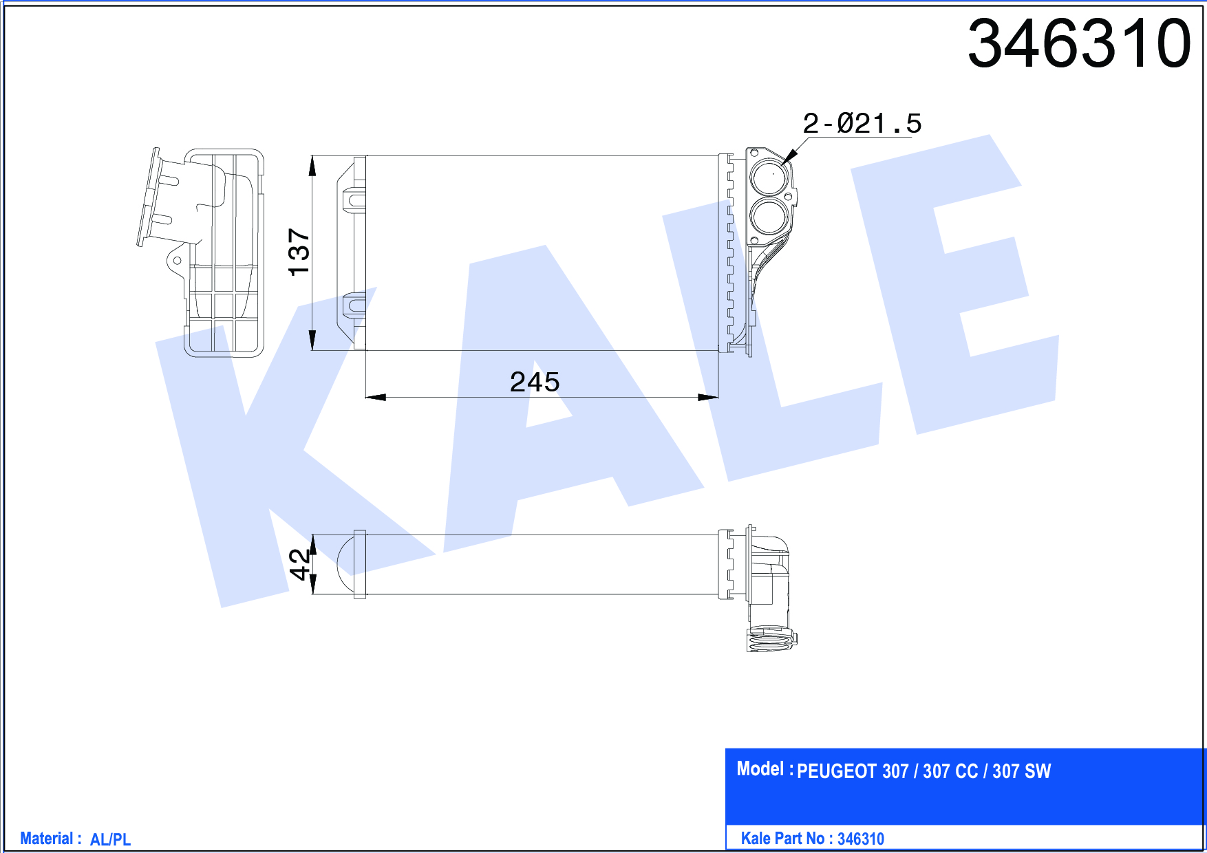 KALE KALORIFER RADYATORU MEKANIK PEUGEOT 307 307 CC 307 SW