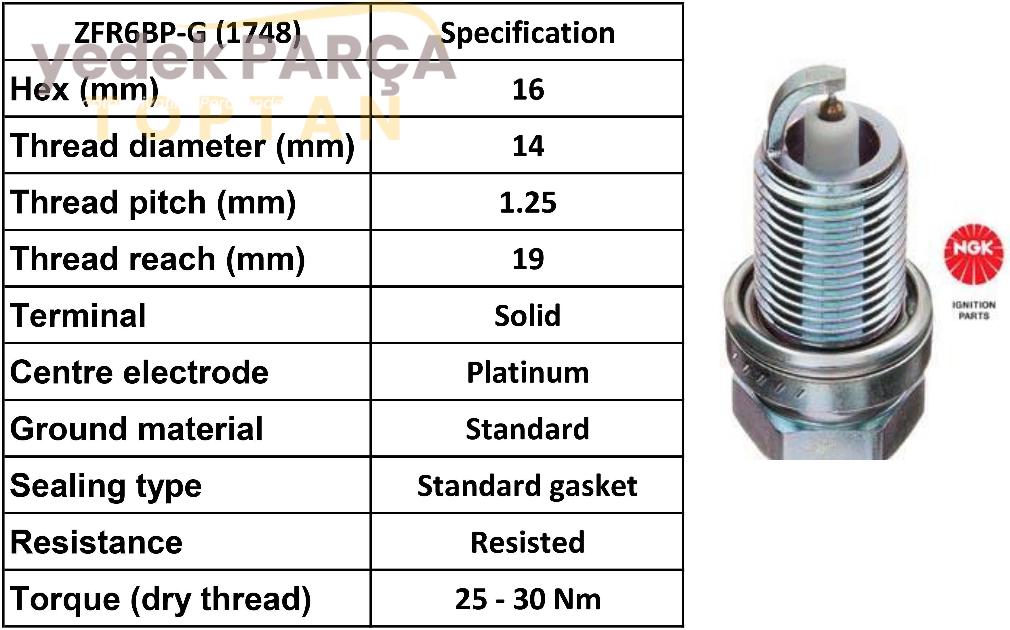 NGK BUJI ZFR6BP G ASTRAH ASTRAJ CORSAD INSIGNIA MERIVA 1.6 TURBO 07